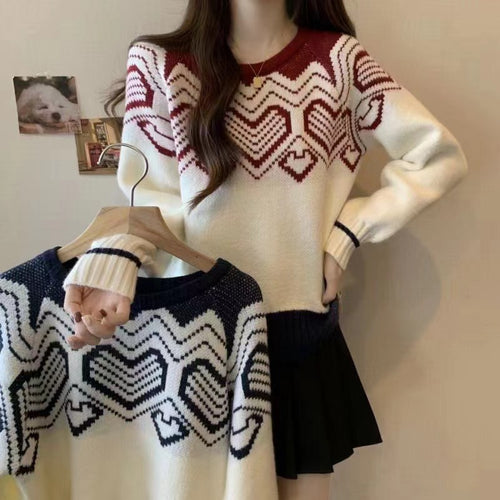 Comfortable knit sweater for women with graphic pattern Amarae