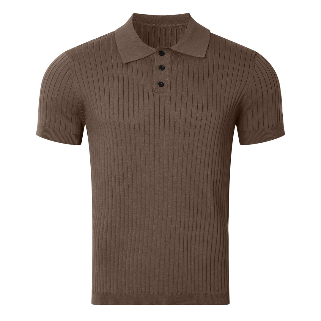 Cotton polo shirt for men with textured ribbed design and elegant collar Lune London