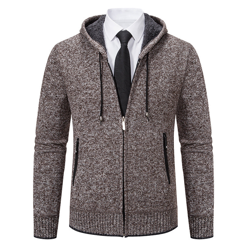 Men's knitted jacket with hood and soft inner lining Lune London
