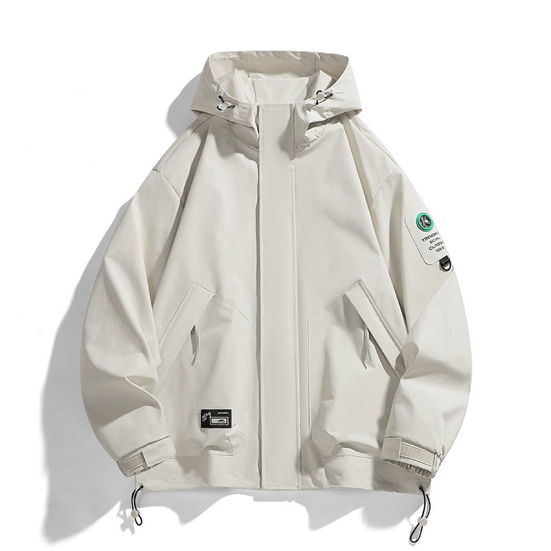 Men's Oversize Utility Hoodie Jacket with Adjustable Hem, Concealed Zipper, and Multifunctional Pockets Amarae