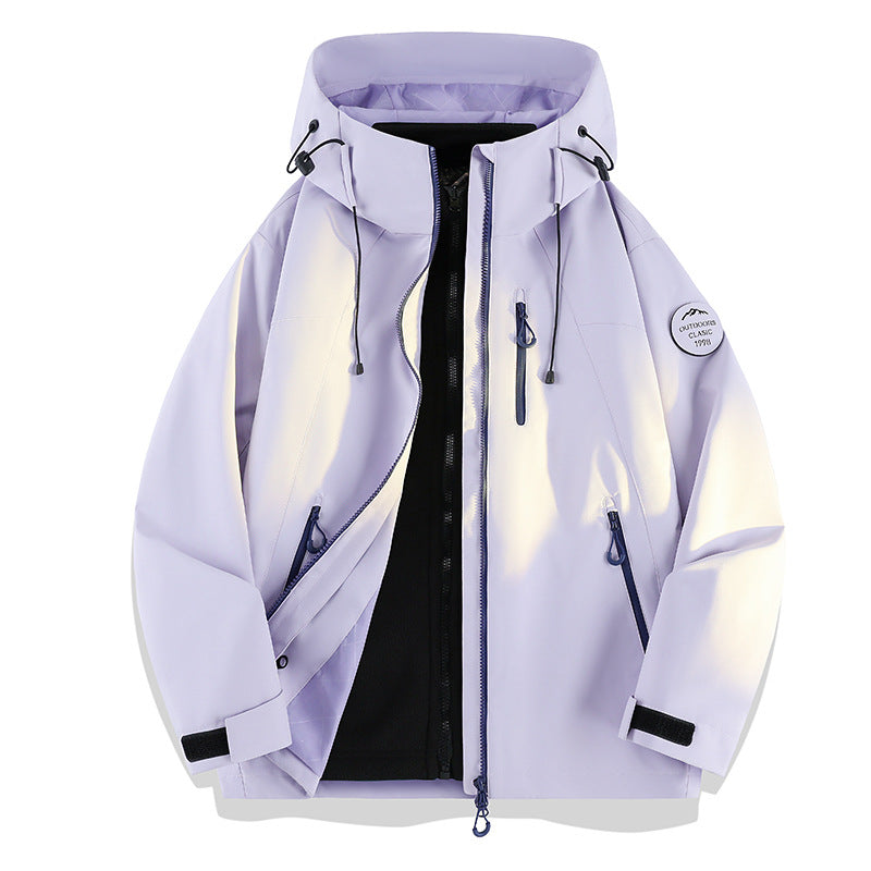 Women Lightweight Waterproof Hooded Jacket with Teddy Charm and Concealed Zipper Pockets Amarae