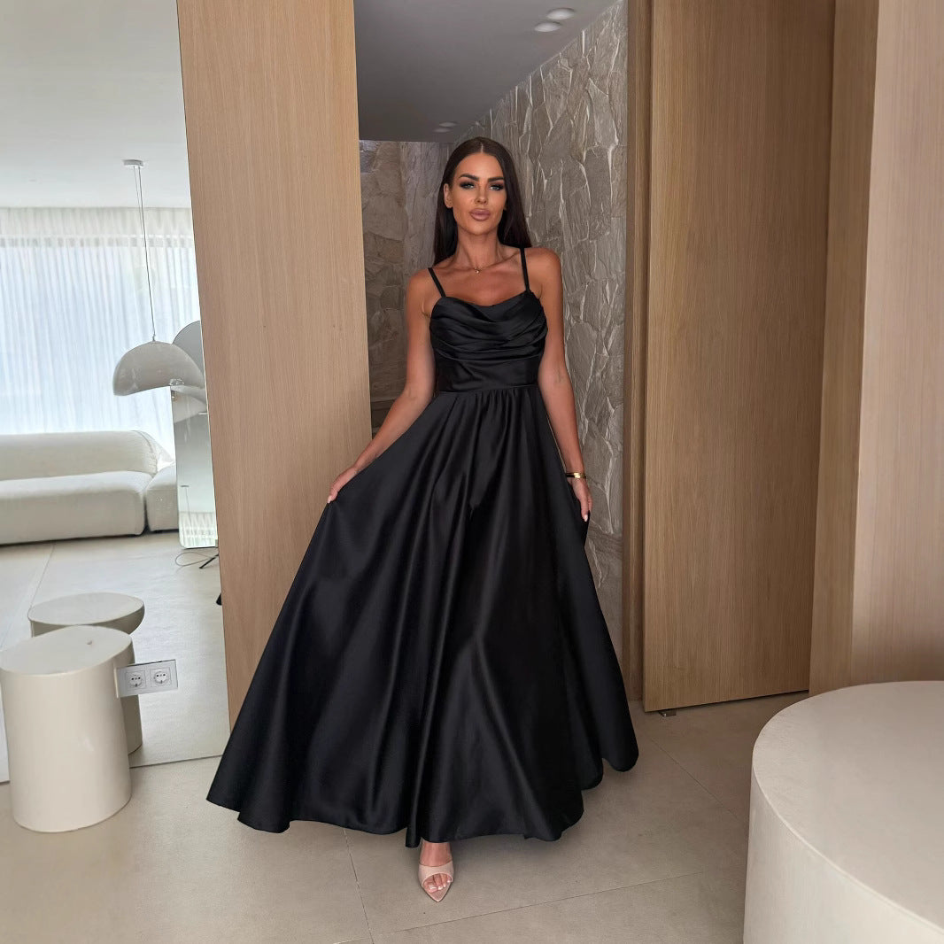 Ladies Elegant Satin Evening Dress Lune London