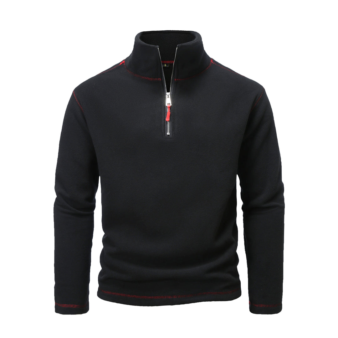Fleece pullover for men with high collar and half-zip Lune London