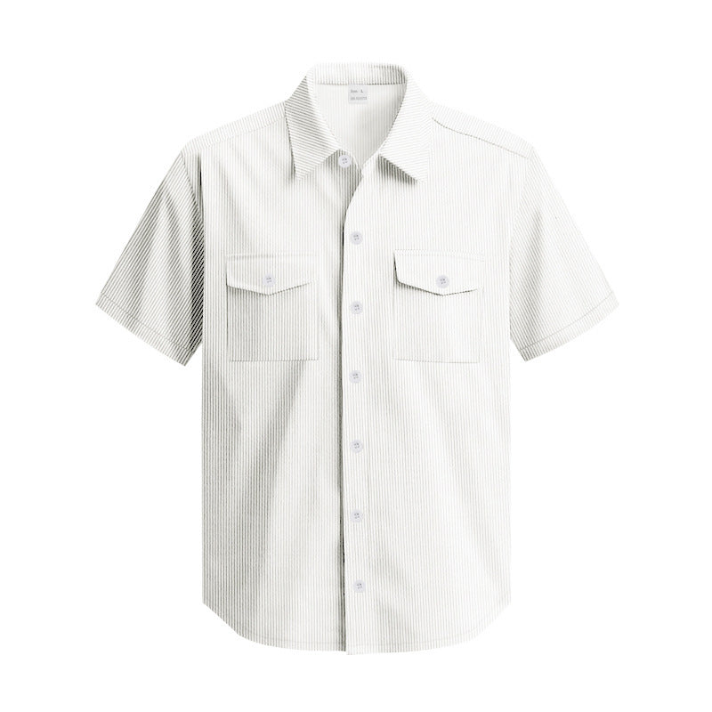 Short-sleeved shirt for men with textured surface and practical chest pockets Lune London