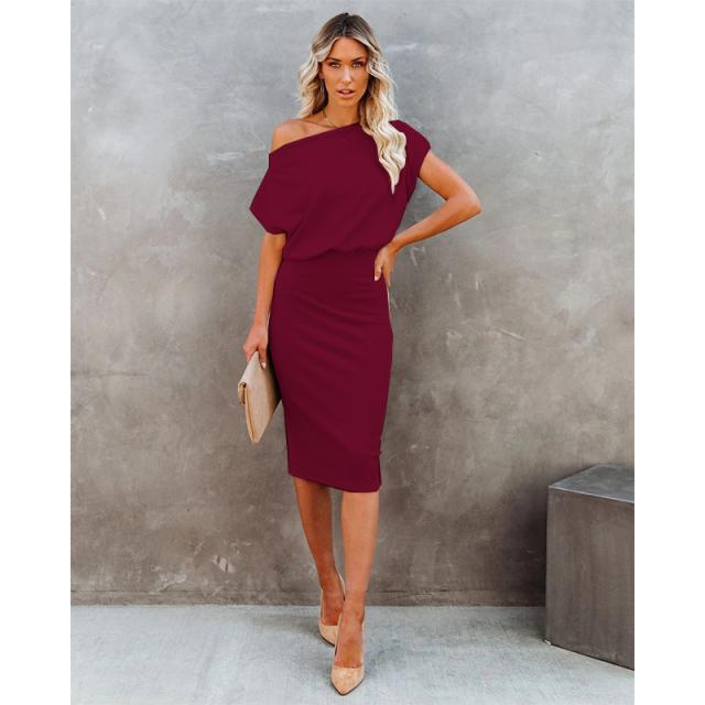 Chic Off-Shoulder Midi Bodycon Dress for Women