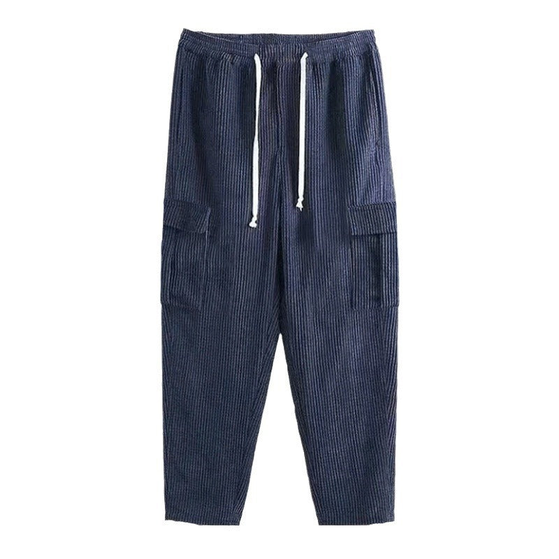 Men's cargo pants in comfortable textured material with adjustable waist Lune London