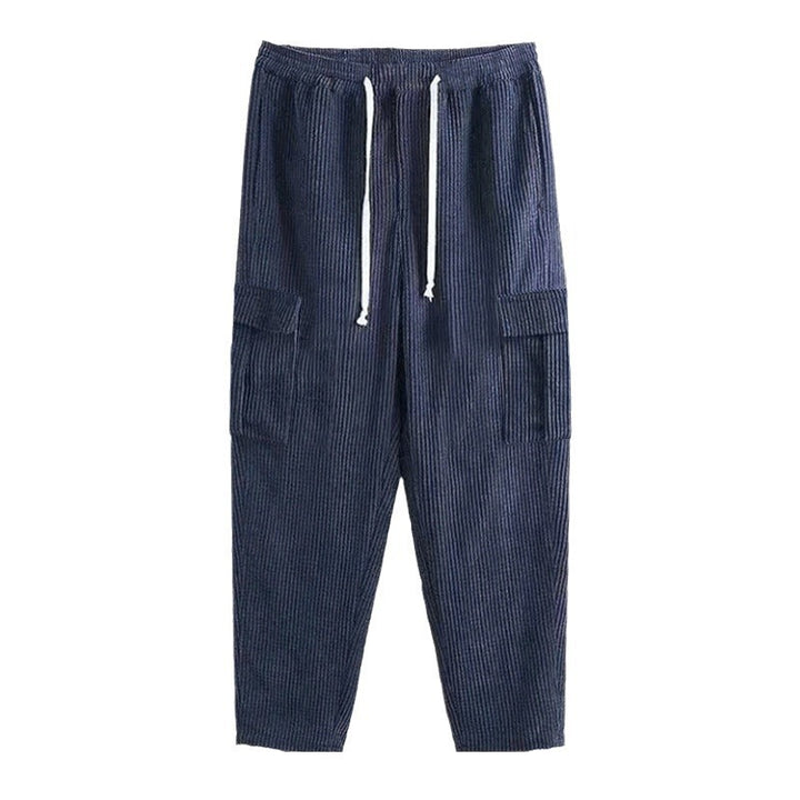 Men's cargo pants in comfortable textured material with adjustable waist Lune London