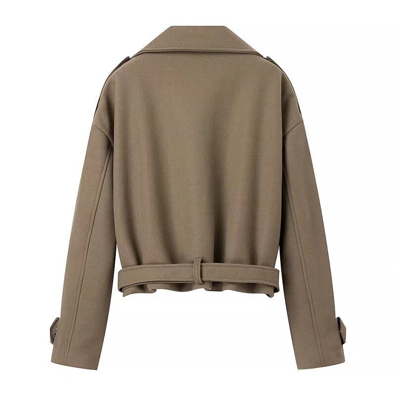 Veste de motard féminine élégante avec détail de ceinture et coupe décontractée Chic & Stil