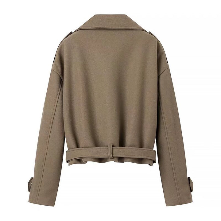Veste de motard féminine élégante avec détail de ceinture et coupe décontractée Chic & Stil