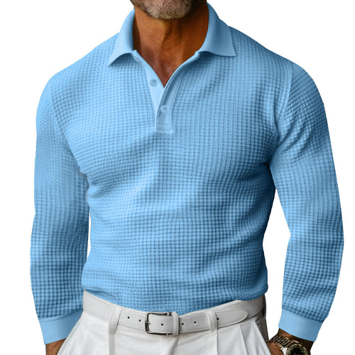 Men's long sleeve polo shirt with textured fabric and stylish collar Amarae