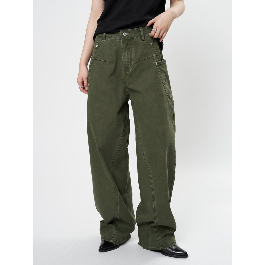 Women's high-waisted worker pants with wide leg and utility pockets Amarae
