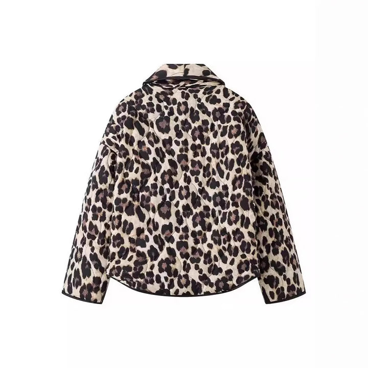 Quilted jacket for women with elegant leopard print Lune London