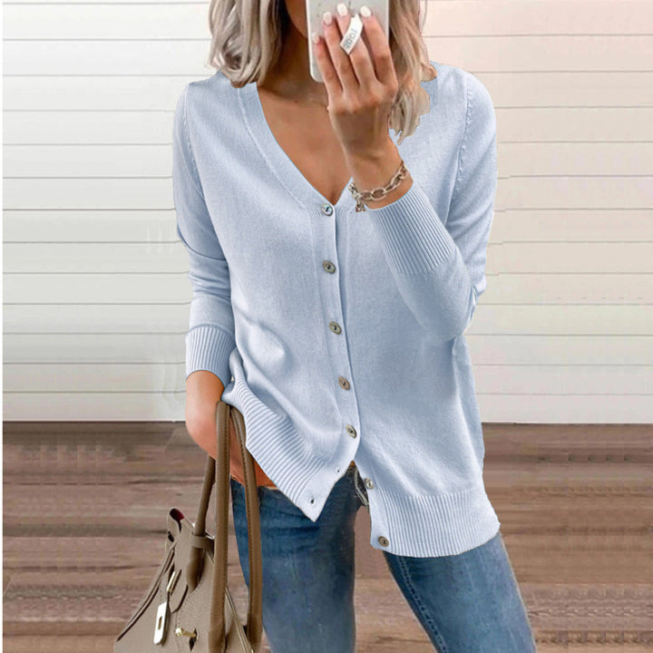 Women's V-neck Cardigan with Button Details Lune London