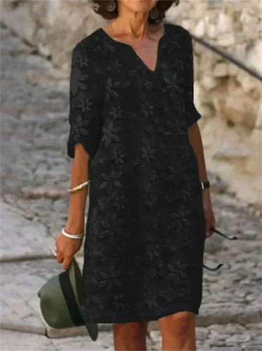Amarae | Summer dress made of cotton and linen with floral pattern