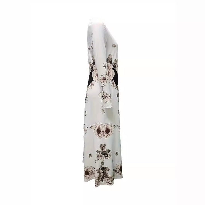 Maxi dress for women with floral design and discreet side pockets Lune London