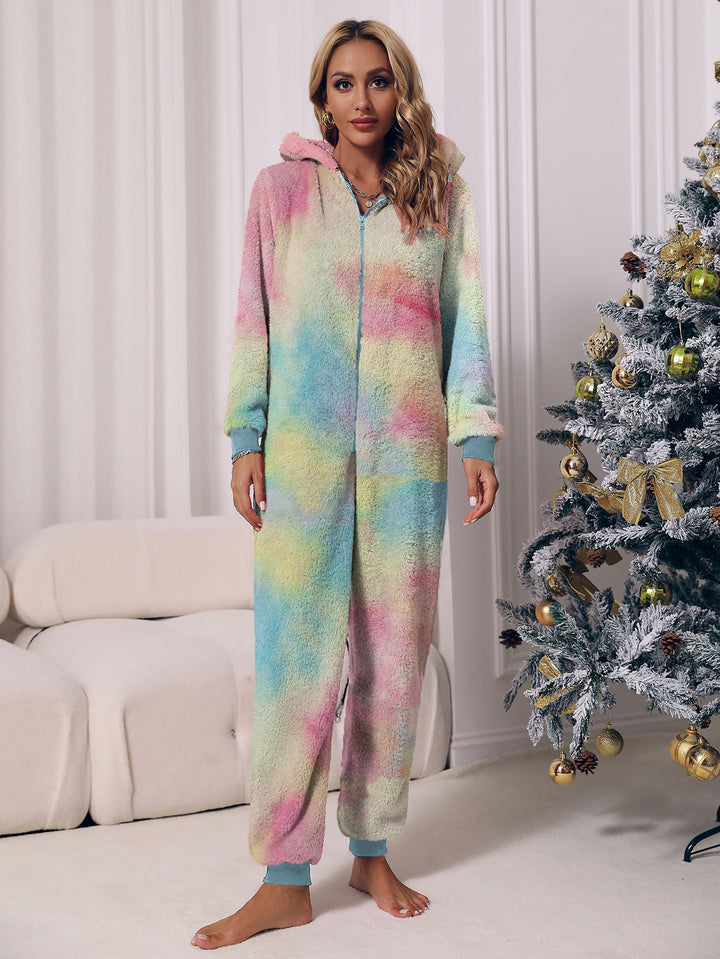 Ladies Cozy Jumpsuit with Hood and Chic Zipper Closure