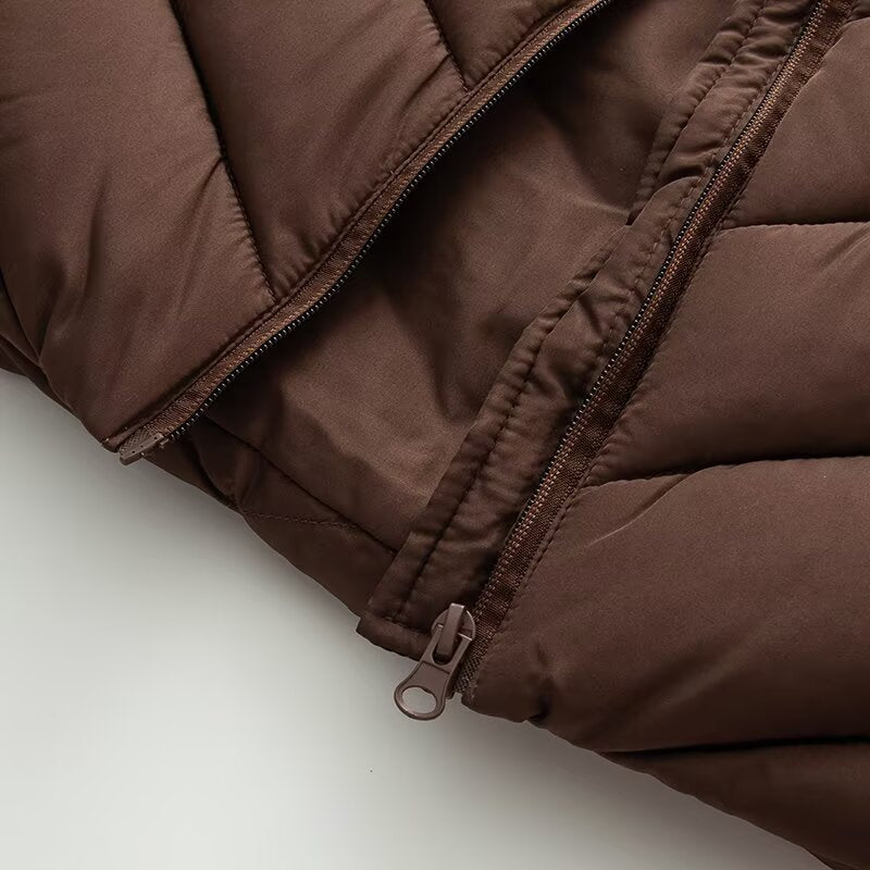 Women's hybrid quilted jacket with padding, hood, and elastic sleeve inserts Amarae