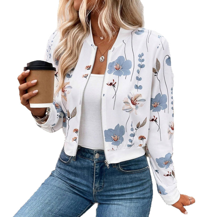 Women's bomber jacket with floral design and elastic cuffs Lune London