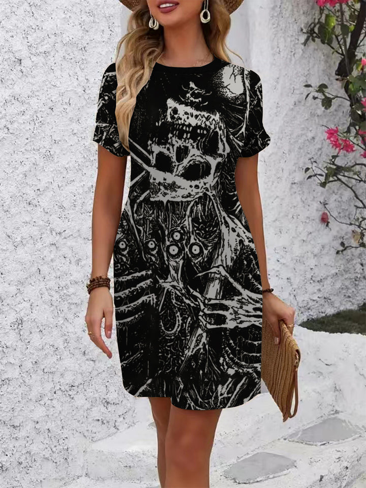 Women's Casual Short Sleeve Dress with Creative Geometric Pattern Lune London