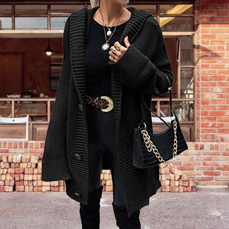 Open-knit sweater jacket for women with an elegant structured pattern and practical pockets Lune London