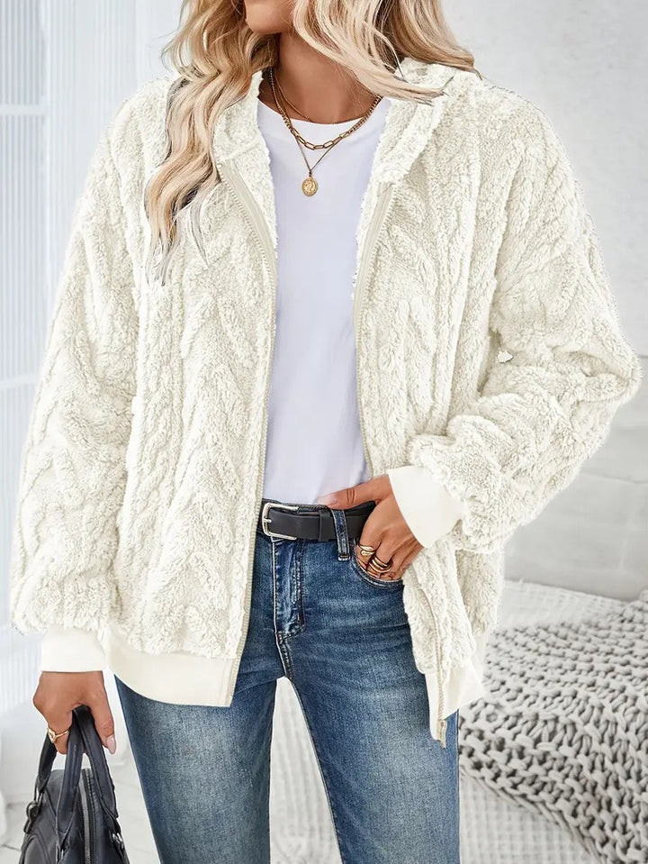 Fleece jacket for women with Lune London texture