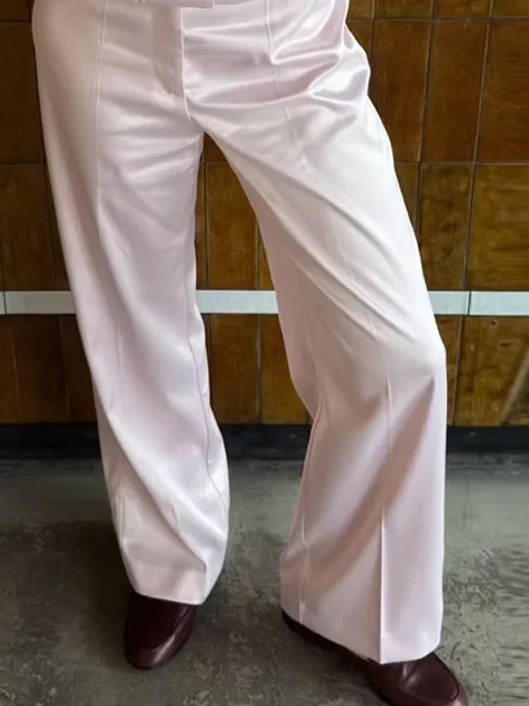 Women's High-Waist Palazzo Pants with Crease and Wide Leg Amarae