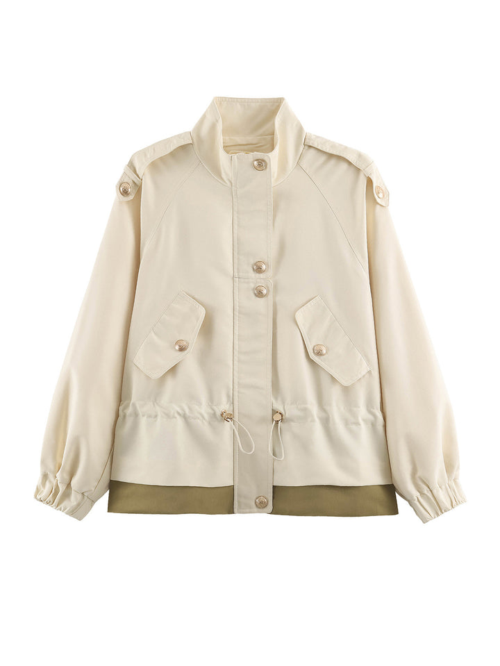 Women's short parka in field style with drawstring, flap pockets and stand-up collar Amarae