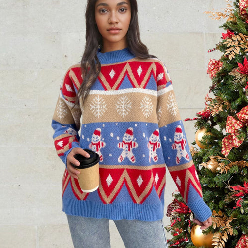 Amarae festive knitted sweater for ladies with winter patterns