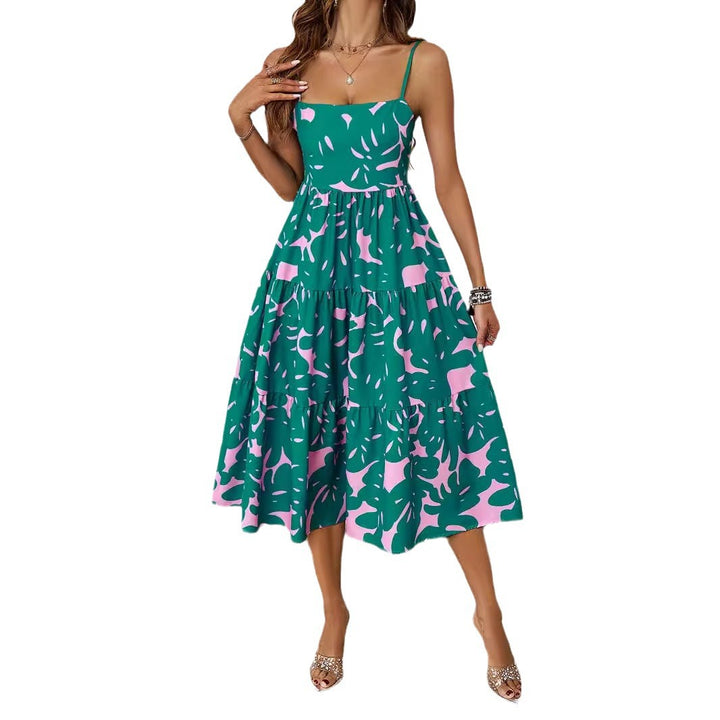 Midi dress for women with floral patterns and a voluminous skirt Chic & Stil