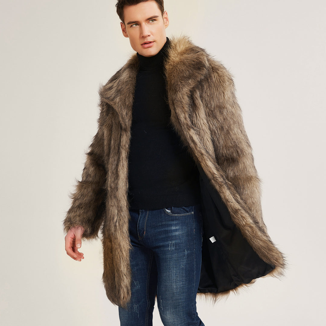 Luxury faux-fur coat for men with elegant collar and soft lining Lune London