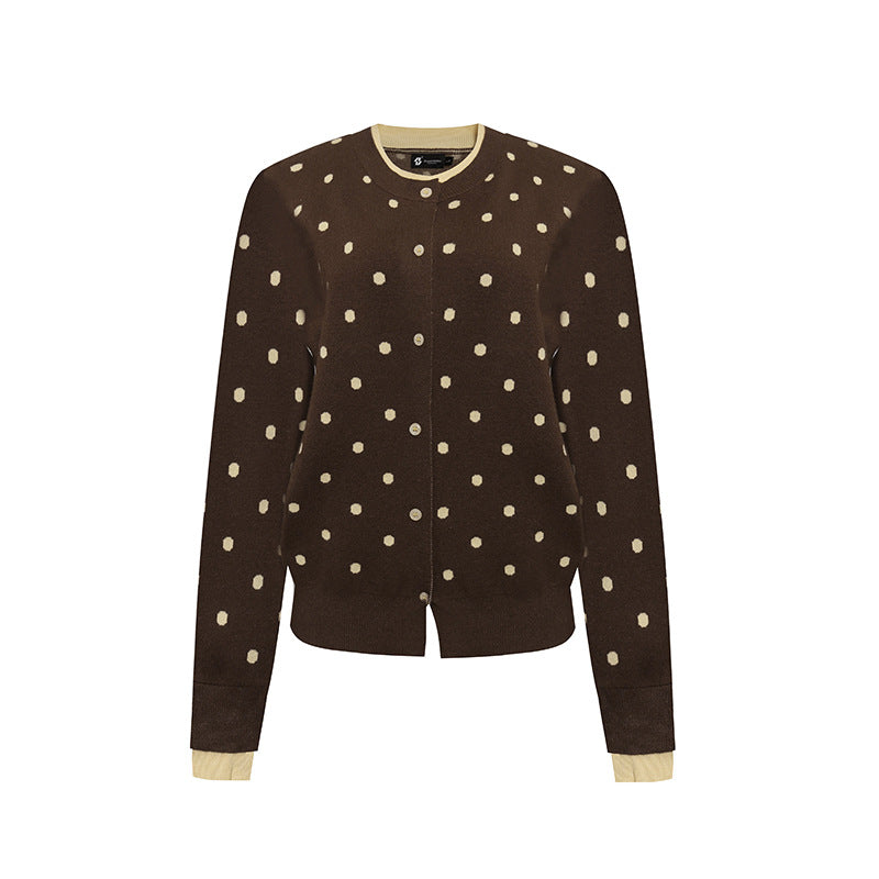 Womens Speckled Cardigan with Round Neckline, Button Placket and Layering Look Amarae