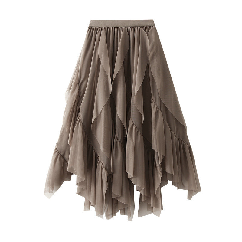 Voluminous tulle skirt for women with asymmetric hem and multi-layer design Lune London