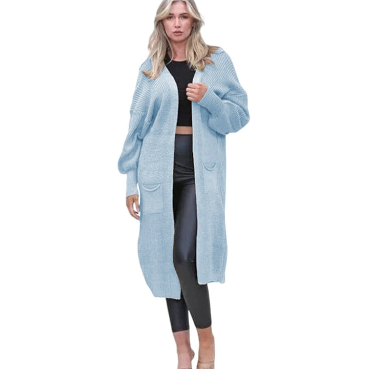 Knit cardigan for women with long sleeves featuring an elegant structured design and practical pockets Lune London