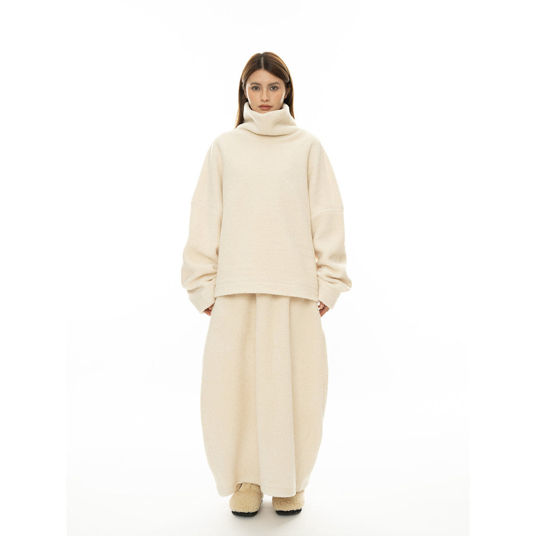 Women Cozy Oversized Teddy Sweater with High Roll Neck Amarae