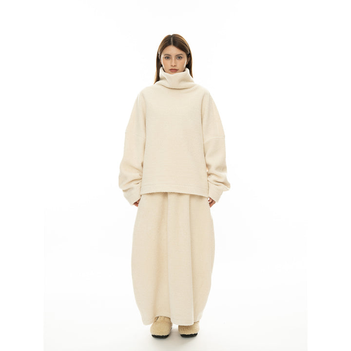 Women Cozy Oversized Teddy Sweater with High Roll Neck Amarae