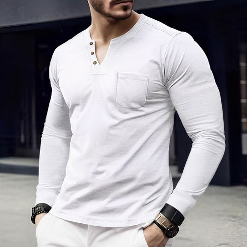 Men's long sleeve shirt with button placket and chest pocket Amarae