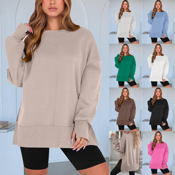 Women's Oversize Sweatshirt with Center Seam, Extended Hem, and Ribbed Cuffs Amarae