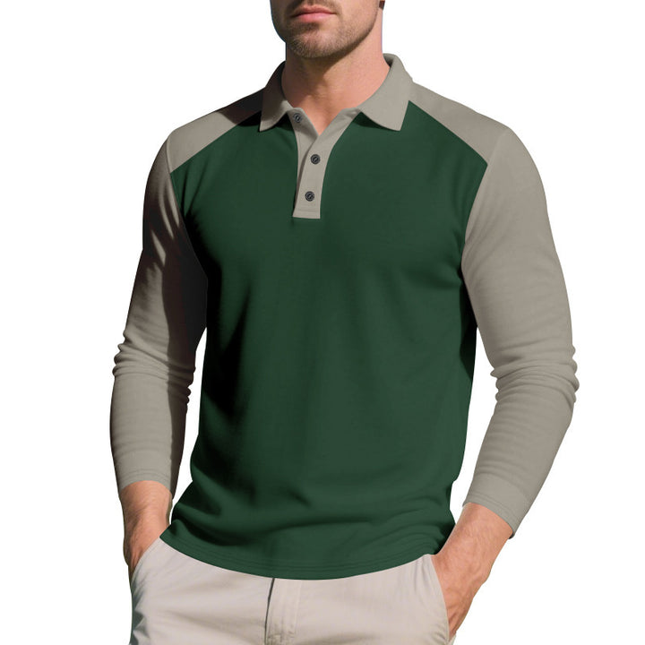 Men's Long Sleeve Sporty Polo with Modern Color Accents Lune London