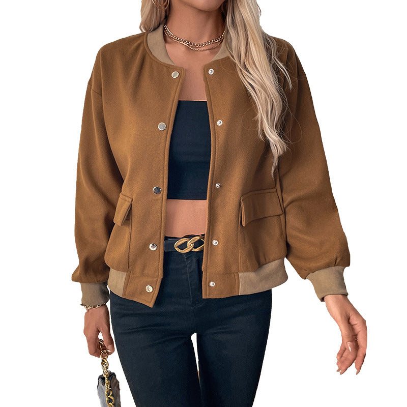 Casual college jacket for women with practical pockets and high-quality buttons Lune London