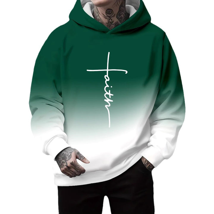 Men's hoodie with a subtle gradient of colors and an inspiring inscription Amarae
