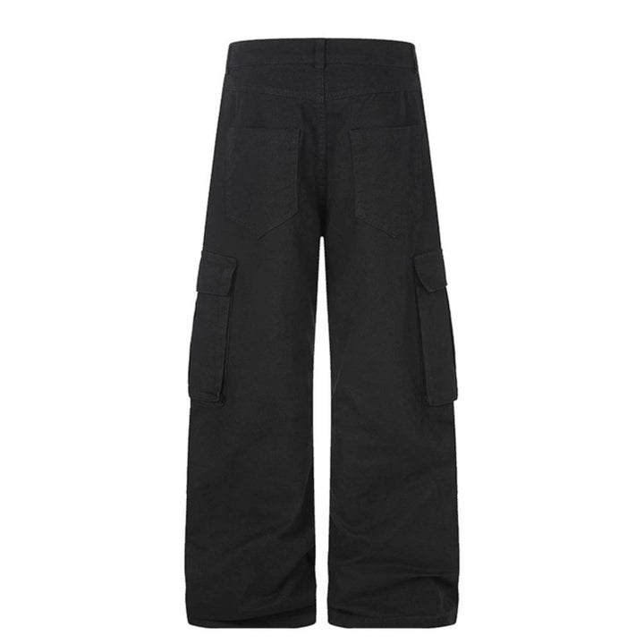 Women's cargo palazzo pants made of cotton blend with wide legs, patch flap pockets and belt print Amarae