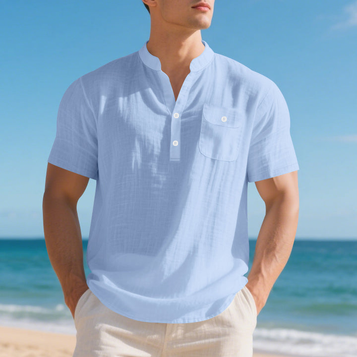 Fashion short sleeve shirt for men with button placket and chest pocket Lune London