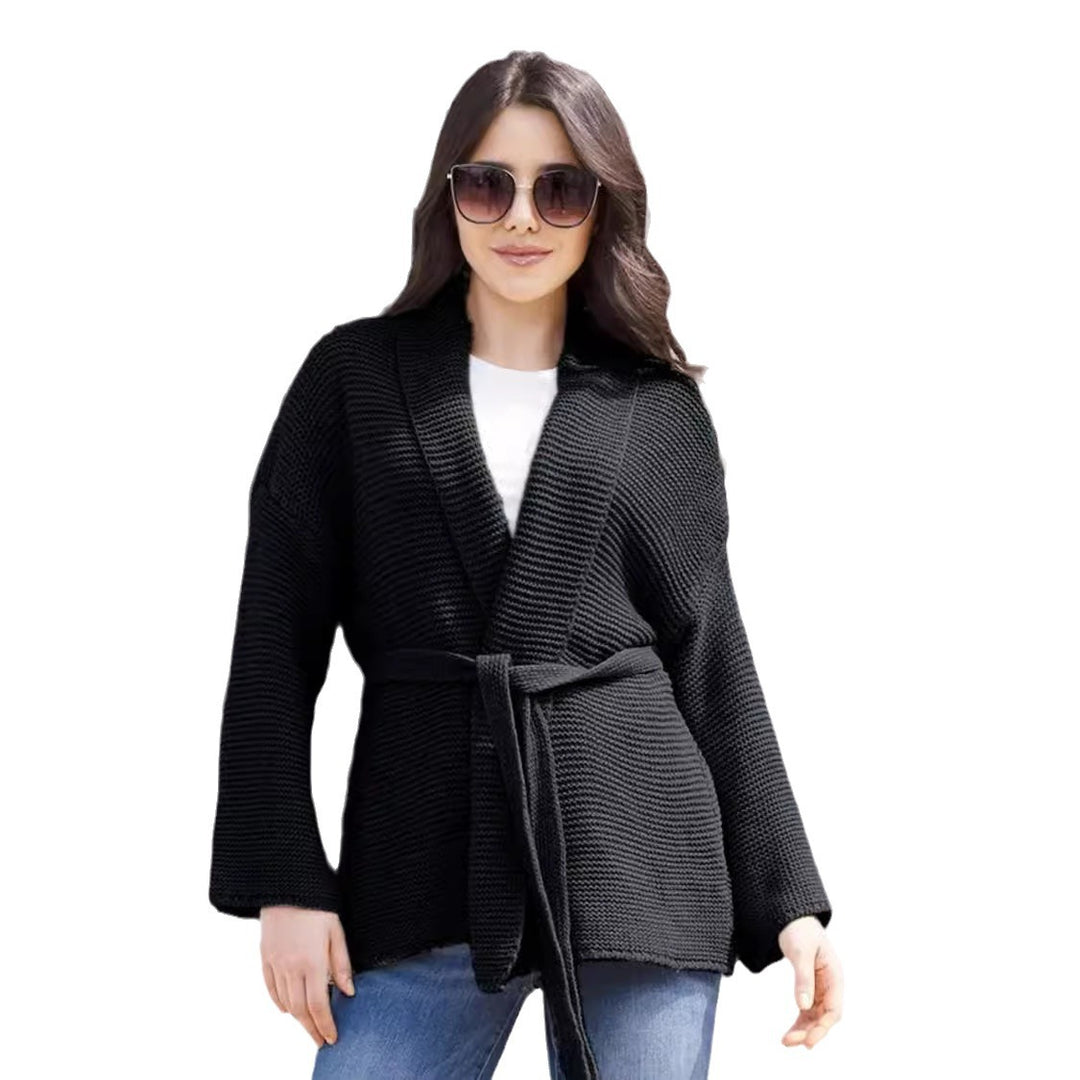 Women Chunky Knit Cardigan with Belt and Loose Fit Lune London