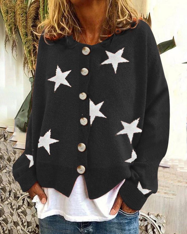 Casual knitted jacket for women with star pattern Lune London
