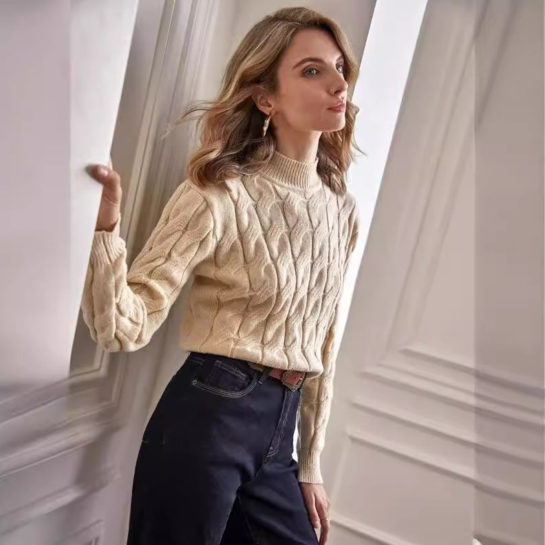 Knitted sweater for women with cable knit pattern Lune London