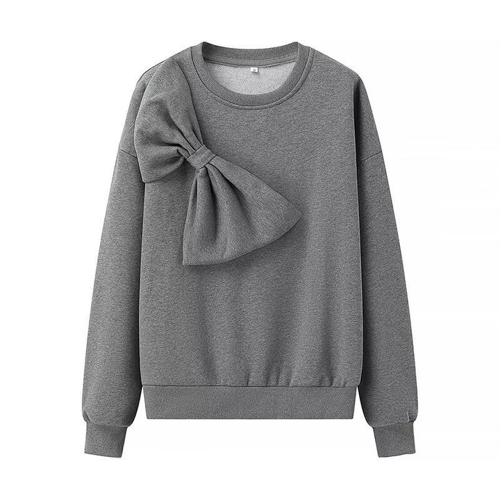 Women's sweatshirt with oversized bow appliqué and round neck Amarae