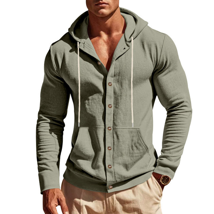 Men's hooded shirt with button placket and practical pockets Chic and style