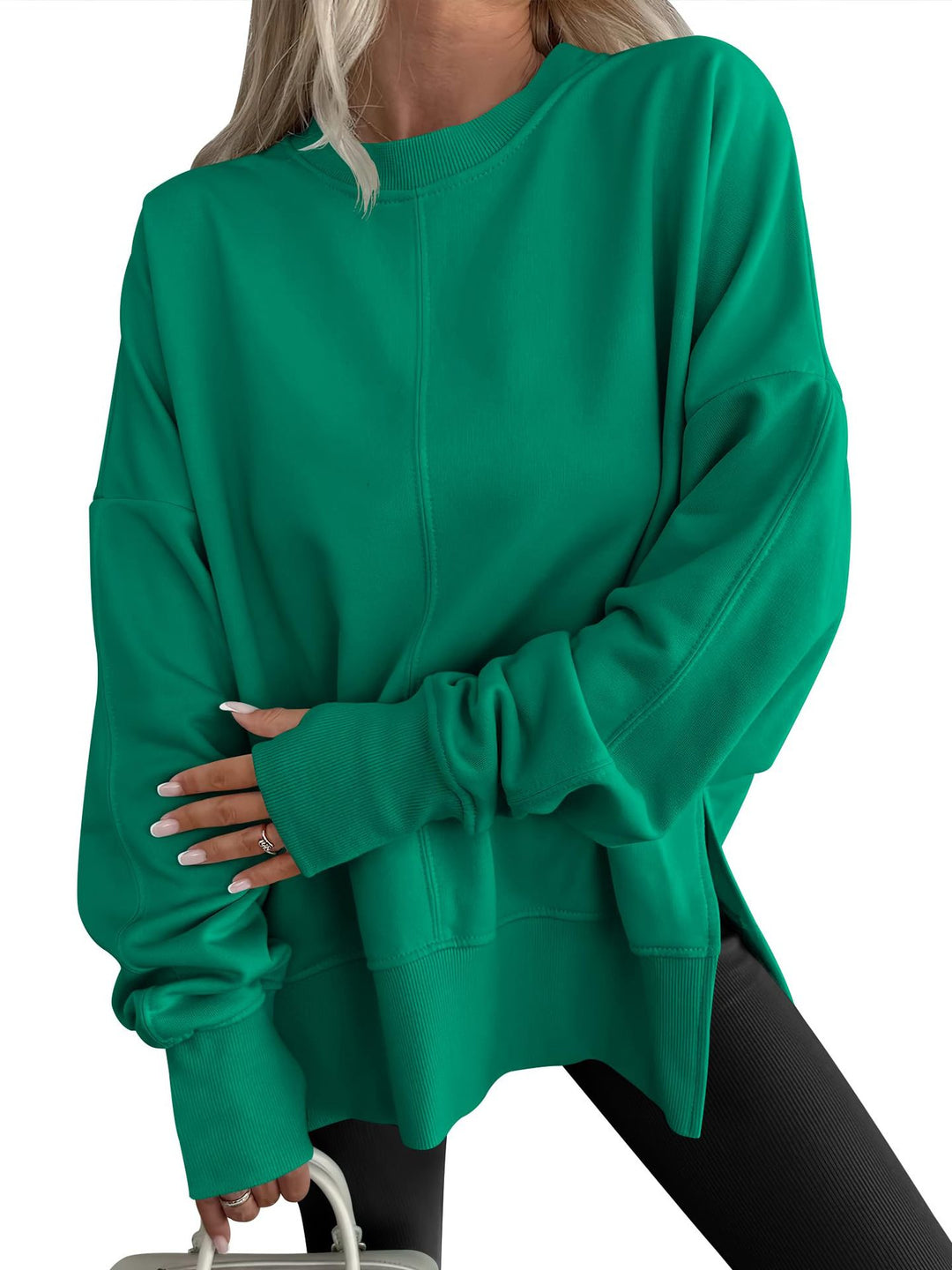 Women's Oversize Sweatshirt with Center Seam, Extended Hem, and Ribbed Cuffs Amarae