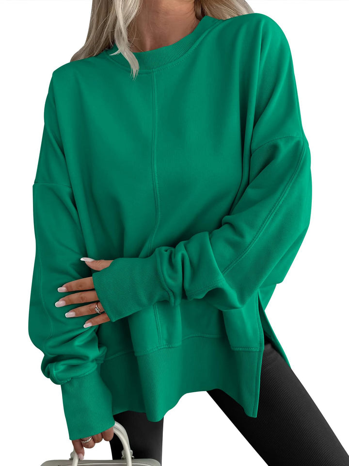 Women's Oversize Sweatshirt with Center Seam, Extended Hem, and Ribbed Cuffs Amarae