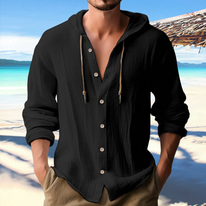 Casual linen shirt for men with hoodie and button details Lune London